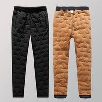 Cotton pants mens winter plus velvet thickened autumn and winter wear outside cold storage Northeast warm father clothing middle-aged and elderly high waist pants