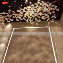 Hotel ktv clubhouse chandelier Villa model room aerial hanging glass maple leaf ceiling art engineering decorative lamp