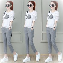 Casual Suit Women Summer Clothing 2022 New Womens Clothing Temperament Age Fashion Ocean Gas Running Sportswear Two Sets Tide
