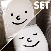Toilet sticker set of two Korean cute expressions smiling face toilet creative personality Home Decorative Wall Stickers