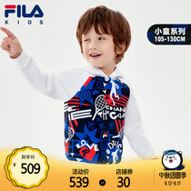 FILA Phila FILA children long sleeve top 2021 autumn and winter new childrens clothing tide printing hooded boy baby sweater