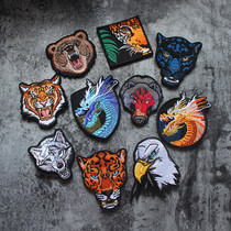 Wolf embroidery Velcro tactical bag sticker Tiger personality armband animal shark DIY sewing patch bear morale Medal