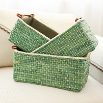 Woven storage basket desktop storage box rattan storage box book toy basket fabric snack storage frame wardrobe