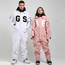 Ski suit one-piece couple style men and women with the same snow suit Single board double board waterproof ski suit mens suit