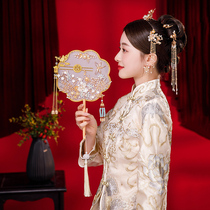 Ancient style fan bride wedding celebration Chinese wedding wedding wedding joy fan hand bouquet diy handmade Xiuhe clothing finished fan