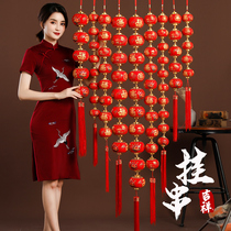 New Years Day decoration New Years Day small lantern pendant shop home scene layout festive red lantern string decoration supplies