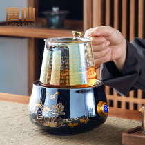 Heart Sutra glass Kung Fu tea set shellfish color burning household set transparent small set tea maker Office hospitality