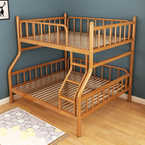 Stainless steel bed Double bed 1 8 meters high and low mother and child bed Double bunk bed iron frame bed High and low bed iron bed 1 5