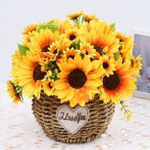 Artificial flowers sunflower potted plastic bouquet flower arrangement Living room dining table tea table decoration ornaments fake flower decoration