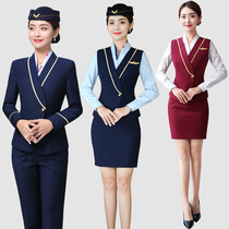 China Southern Airlines flight attendant uniform professional suit Female high-speed rail flight attendant college wind autumn and winter temperament Property customer service overalls