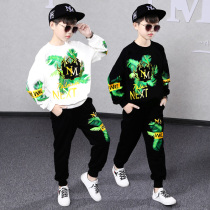 Boys spring autumn suit round neckline handsome 2022 CUHK Tong Wei clothes boy loose tide clothes Long sleeves Childrens clothes