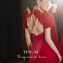 Toast dress cheongsam young dress female summer 2021 new bridal engagement dress Chinese retro temperament