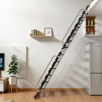  Ladder Household aluminum alloy attic ladder Indoor handrail folding ladder thickened multi-function platform ladder telescopic staircase