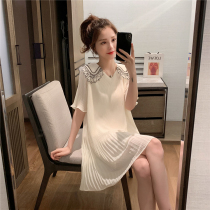 Pregnant summer dress 2021 new style small fragrance fashion loose chiffon foreign style doll shirt fairy maternity dress