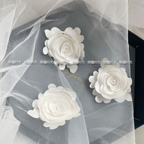 Flower headdress ornament Rose sticky flower wedding dress handmade DIY beaded flower corsage jewelry white flower