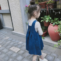 Girls Spring and Autumn Season 2020 New Korean Denim Skirt Baby Dress Baby Dress Ziyang Air Set Pediatric Childrens Clothing