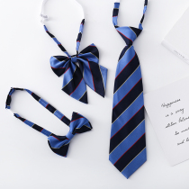  Good tie Blue and black striped tie collar flower free middle and high school students boys and girls school bow small bow tie LW601