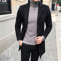 Long windbreaker mens 2021 new spring and autumn fashion large size single breasted suit high end woolen coat coat coat