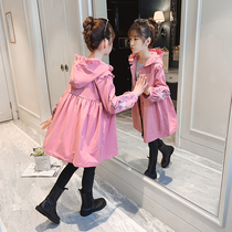 Girls  autumn windbreaker 2021 new Korean version of the big childrens autumn childrens long little girl foreign style coat tide