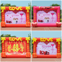 New wedding arch inflatable spray painting background wall Air model wedding background wall wedding arch rainbow door Air arch