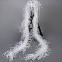2m white color Ostrich feather strip scarf Stage performance decorative wool strip Clothing accessories Ostrich wool strip