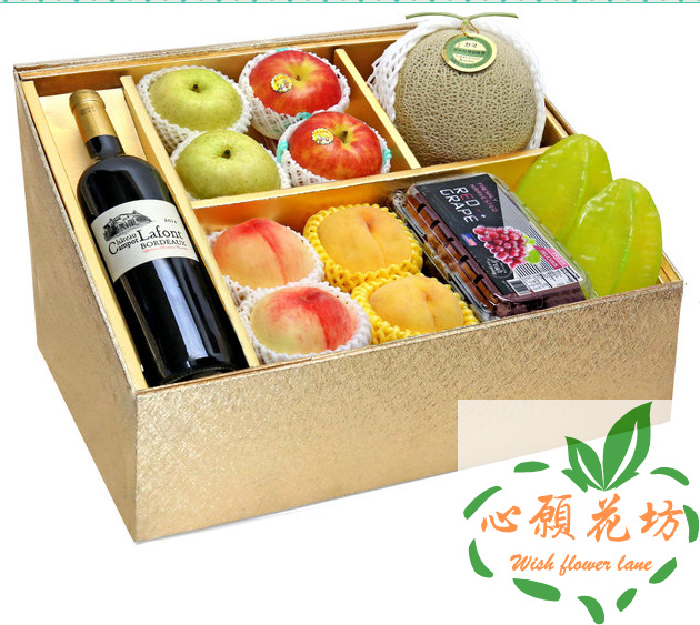 Hong Kong Mid-Autumn Festival gift basket box Tongcheng Express Fruit Red Wine Moon Cake Business cooperation gift Macau Taiwan