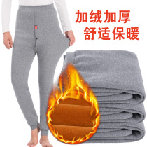 Middle-aged and elderly mens autumn pants high waist loose bottom wool pants elderly warm pants men plus velvet thick size cotton pants
