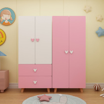 Childrens wardrobe Solid wood cartoon boys and girls modern simple low baby wardrobe Bedroom baby small wardrobe Economical
