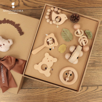 modomoma gift baby gift box full moon baby hand rattle wooden toy year gift