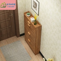 Ultra-thin dump 17cm simple solid wood color shoe cabinet door multifunctional modern simple shoe rack entrance cabinet with drawer