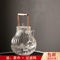 Japanese-style simple chrysanthemum petal heat-resistant thickened glass teapot Copper handle beam Glass tea pot electric ceramic stove special