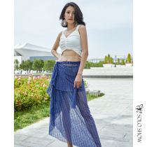 Gorgeous and unique belly dance training clothes French silver strip double strap skirt performance clothes dance suit summer new products