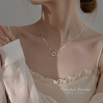 Pure silver jewelry love heart necklace female summer light luxury niche design sense 2021 New choker wild match accessories