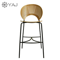 Nordic solid wood high stool bar stool Home modern simple bar chair Designer light luxury backrest high chair