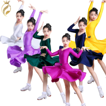 Winter Latin dance professional competition clothes girls national standard 2021 new children black pool Pearl peach heart collar