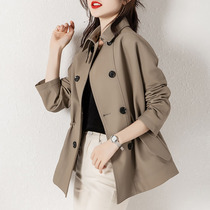 Cathyladi double-breasted casual leather jacket women 2021 spring new fashion English leather jacket women