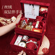 Help Gift Gift Bridemaid Married Utility Wedding Net Red Oshudan Small Premium Double-deck Dresser Box Gift Box