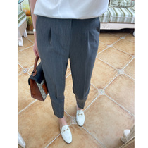 Warm sheep pavilion thin nine-point casual trousers high-waisted cigarette tube straight pants Professional suit pants womens pants spring and summer