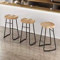 Simple wrought iron bar bar chair Nordic bar stool home dining chair high foot stool chair bar household solid wood chair stool