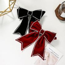 Headwear vintage wine red Big Bow hairclip Super fairy top clip Net red clip hairpin female cute female hipster