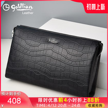 Kinley for mens handbags genuine leather luxury brands 2022 new pure cow leather crocodile print large capacity hand holding bag man