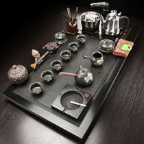  Whole piece of Wu Jinshi tea tray Automatic integrated set of ceramic Purple sand Kung Fu tea set Household tea table tea sea