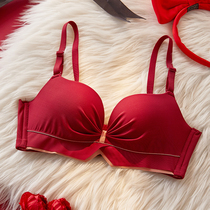 Big red underwear female wedding brides life year suit small breasts gather anti-sagging baby bra thickening