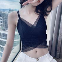 Chest-style underwear womens anti-light gathering summer ultra-thin breast wrap back sling integrated Net red explosion bra