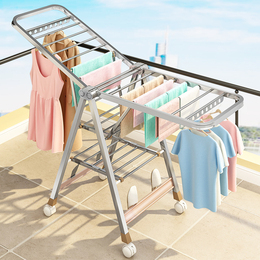 Stainless steel drying rack floor-to-ceiling folding bedroom balcony cool hanger household baby drying quilt artifact