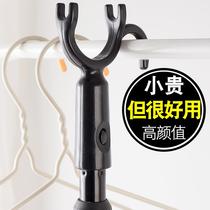 Telescopic stand household extended clothes fork pick clothes fork clothes stick Big Fork head take clothes stand black cold hanger Rod fork