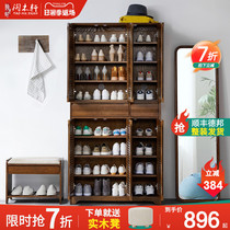 Solid wood shoe cabinet New high vertical household door entrance capacity simple modern storage explosion-style balcony shoe cabinet