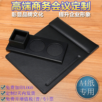 Custom high-grade magnetic A4 conference desk pad Office desk pad board clip Hotel hotel conference clip leather pad board writing board