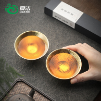 Gilt lamp Jian Lamp Teacup Ceramic sterling silver master cup Single cup Personal use pure gold hat cup Gold cup tea cup