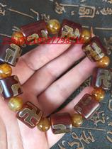 Antique miscellaneous collection Natural chalcedony agate ten thousand words sky beads barrel beads round beads Mens and womens bracelets bracelet jewelry